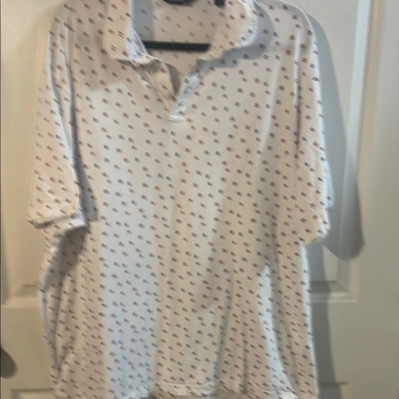 Roundtree & Yorke White Polo with Red Pattern - Picture 2 of 9